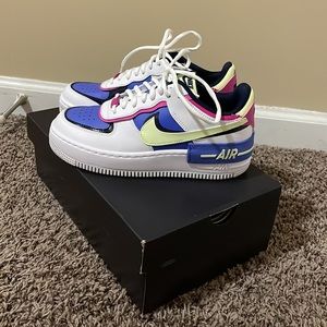 Nike AF1, Womens Size 7, white/barely volt-sapphire color